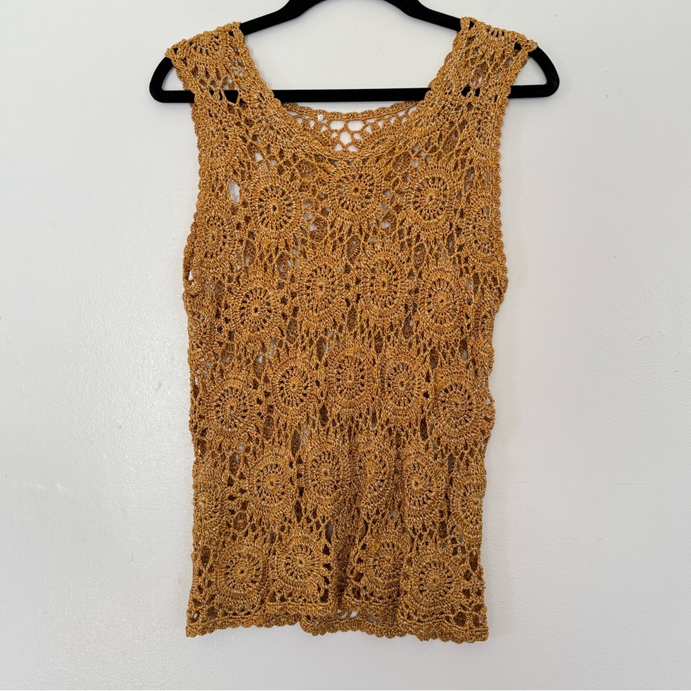 Crochet Sleeveless Top in Mustard